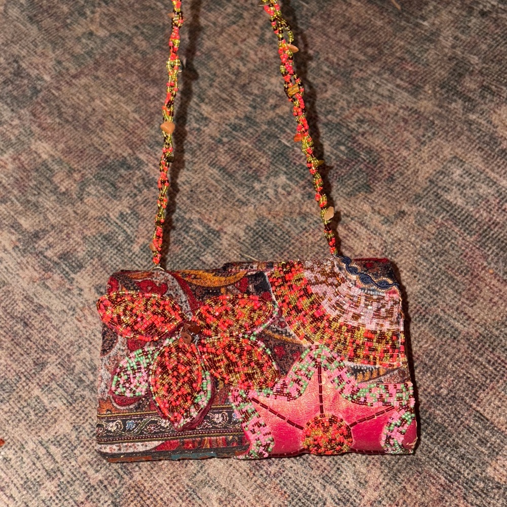 VINTAGE beaded and velvet HANDBAG